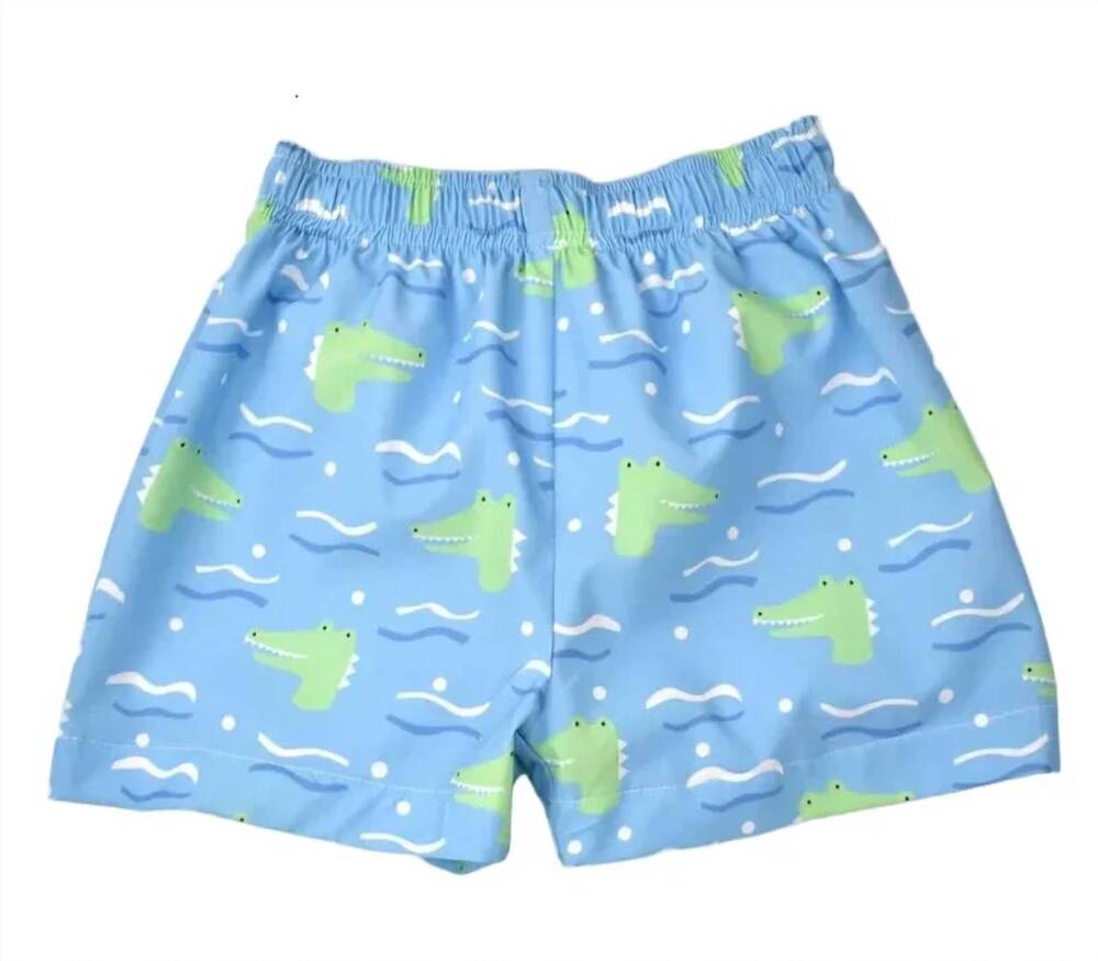 NEW FUNTASIA TOO boys gators print swim trunks in blue